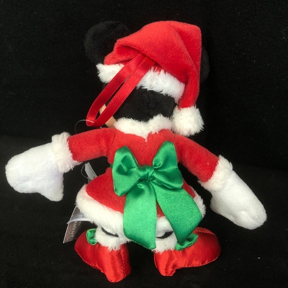 Disney Parks Minnie Mouse Santa Mistletoe Plush Christmas Ornament 6" - NWT - Picture 3 of 4